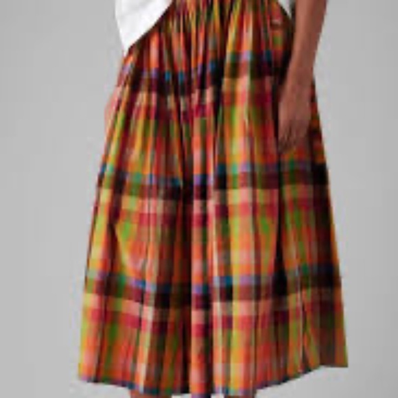 Multicolor Pleated Check Cotton Skirt - Picture 7 of 7